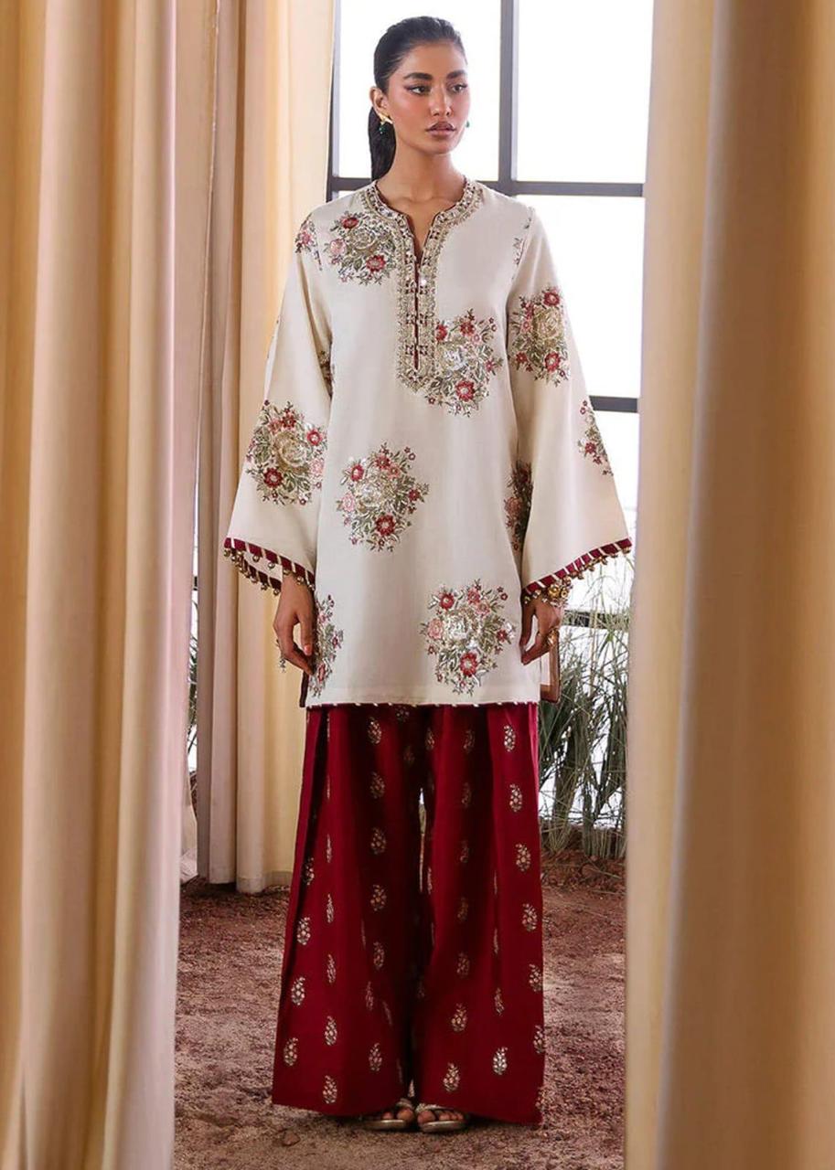 Ethnic Ivory Ruby Bloom Dhanak Suit 2026