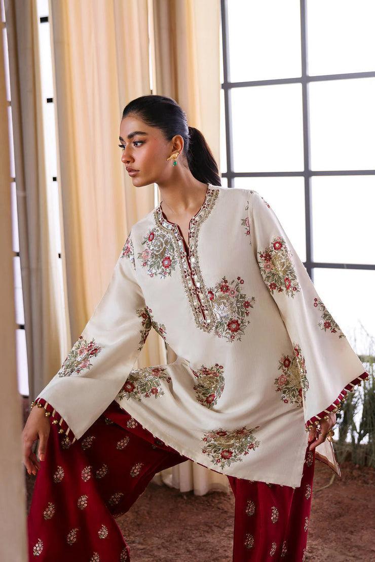 Ethnic Ivory Ruby Bloom Dhanak Suit 2026