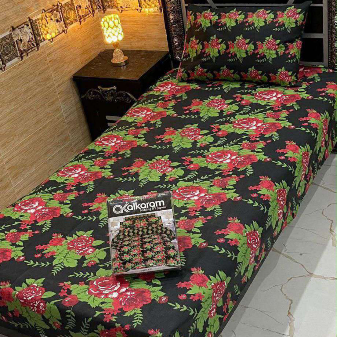 Alkaram 4Pc Mix Cotton Single Pair Bedsheets| Shop Now
