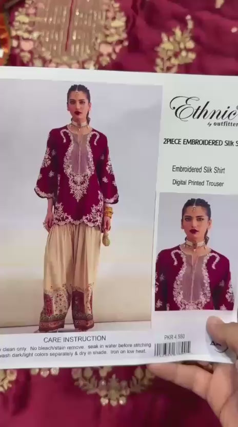 Ethnic Burgundy Royale Shamoz Silk 2-Piece Winter Collection 2026